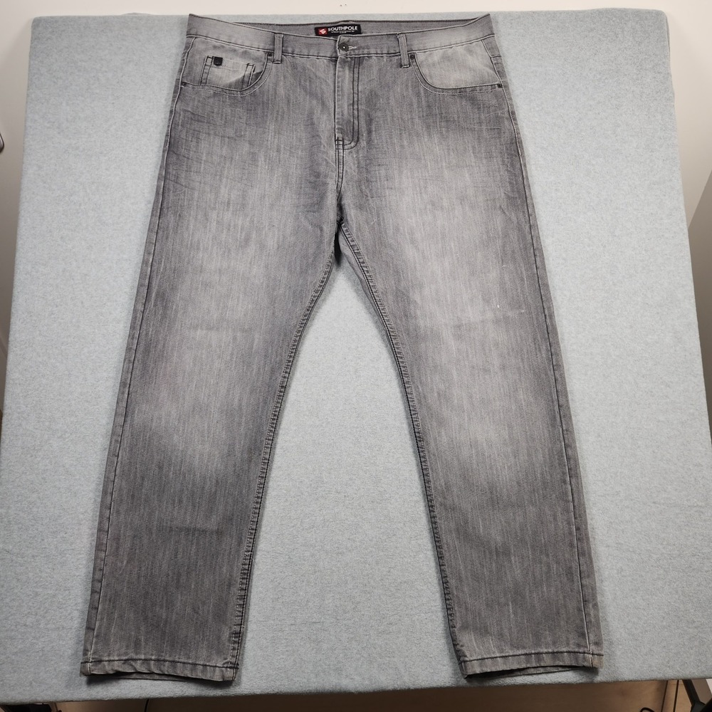 Vintage Southpole Jeans 44x34 Grey Black Wide Leg Baggy Loose Grunge Street Y2K